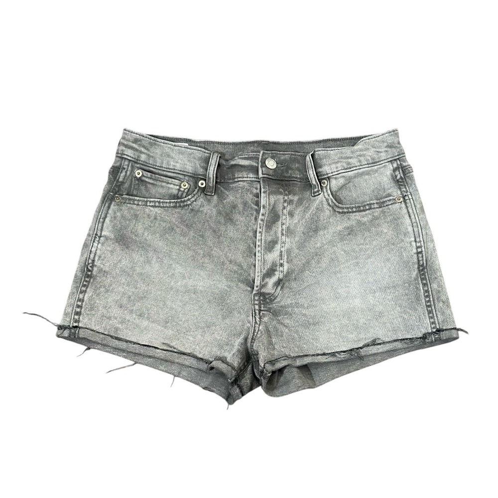 Gap Cheeky Short High Rise Grey Acid Wash Denim Shorts Button Fly Womens 30 10P